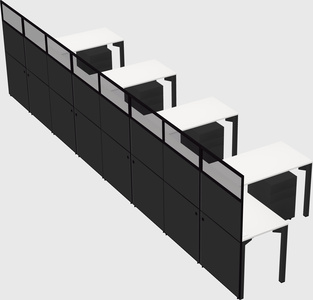 Shared l-shaped cubicle