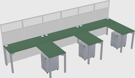 Shared l-shaped cubicle