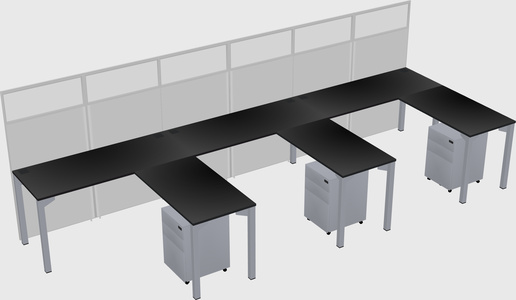 Shared l-shaped cubicle
