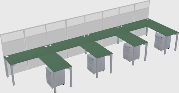 Shared l-shaped cubicle