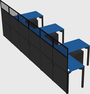 Shared l-shaped cubicle