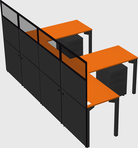 Shared l-shaped cubicle