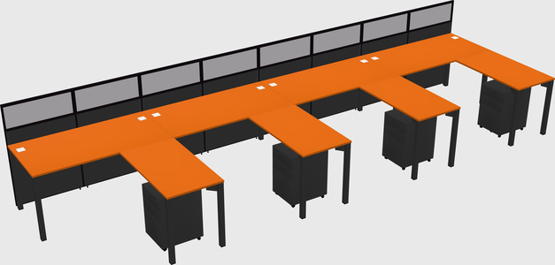 Shared l-shaped cubicle