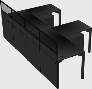 Shared l-shaped cubicle