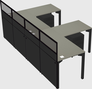 Shared l-shaped cubicle