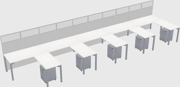 Shared l-shaped cubicle