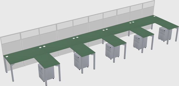 Shared l-shaped cubicle