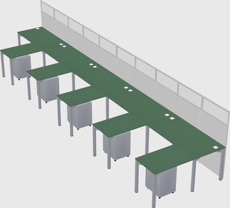 Shared l-shaped cubicle
