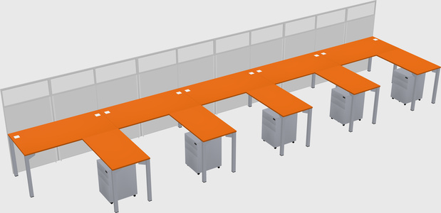 Shared l-shaped cubicle