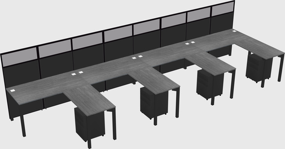 Shared l-shaped cubicle