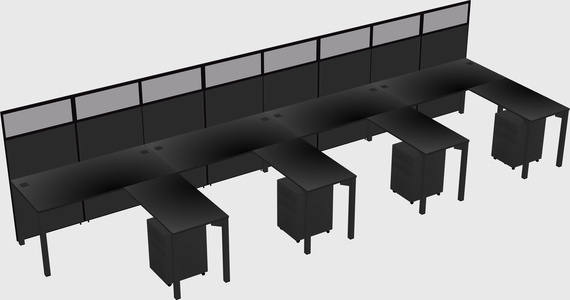 Shared l-shaped cubicle
