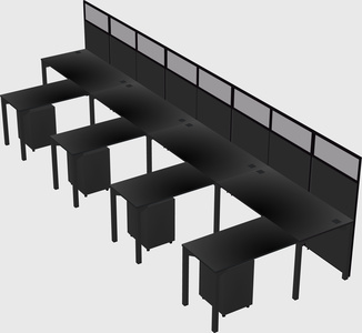 Shared l-shaped cubicle