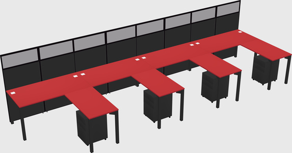 Shared l-shaped cubicle