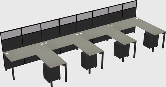 Shared l-shaped cubicle