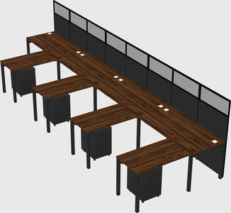 Shared l-shaped cubicle