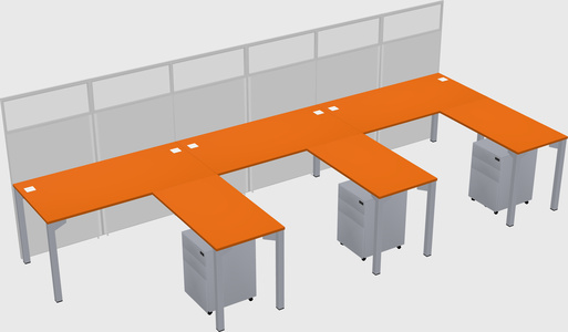 Shared l-shaped cubicle