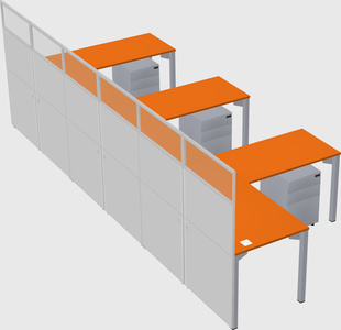 Shared l-shaped cubicle