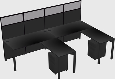 Shared l-shaped cubicle