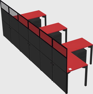 Shared l-shaped cubicle