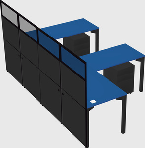Shared l-shaped cubicle