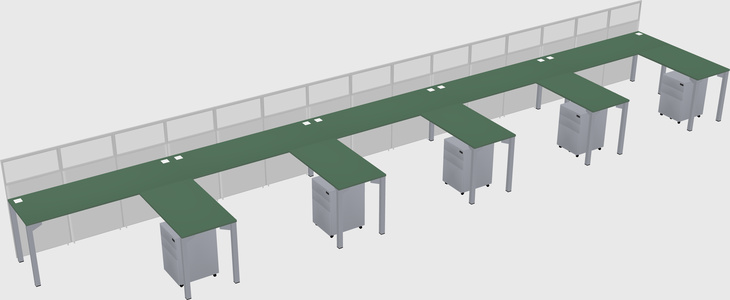Shared l-shaped cubicle