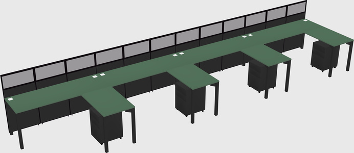 Shared l-shaped cubicle