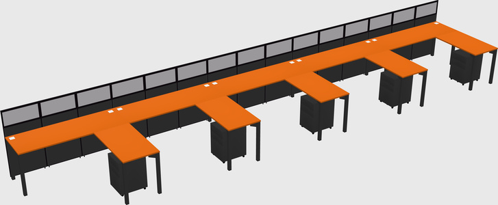 Shared l-shaped cubicle