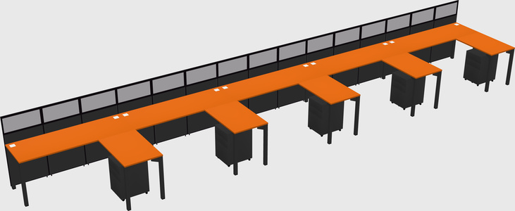 Shared l-shaped cubicle