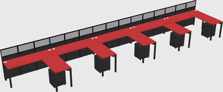 Shared l-shaped cubicle