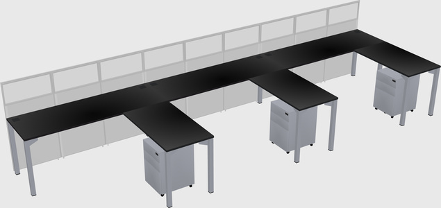 Shared l-shaped cubicle