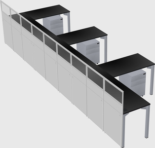 Shared l-shaped cubicle