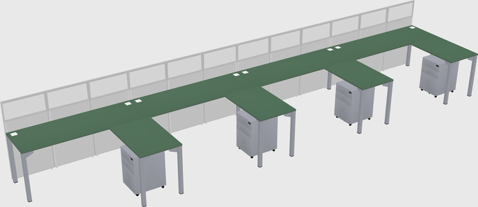 Shared l-shaped cubicle