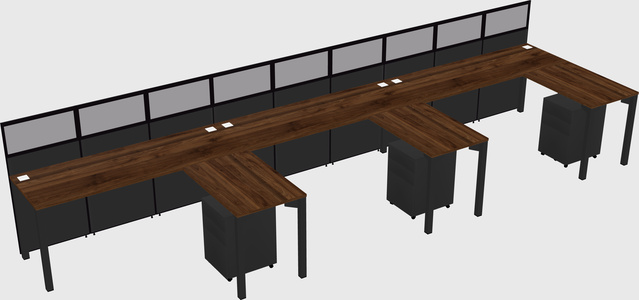 Shared l-shaped cubicle