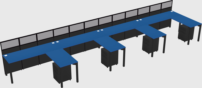 Shared l-shaped cubicle