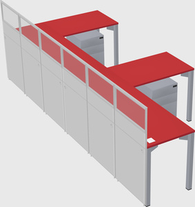Shared l-shaped cubicle