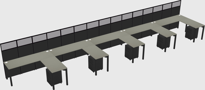 Shared l-shaped cubicle