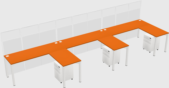 Shared l-shaped cubicle