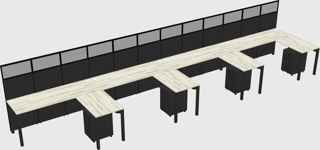 Shared l-shaped cubicle