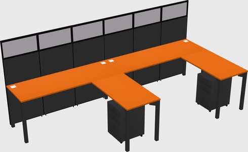 Shared l-shaped cubicle
