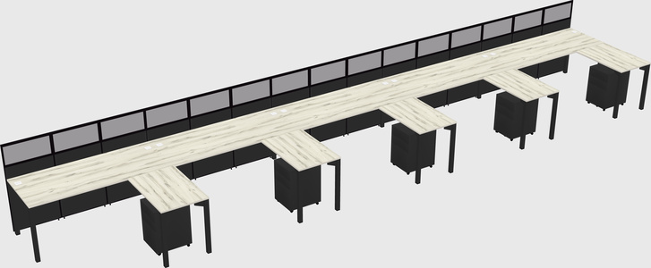 Shared l-shaped cubicle