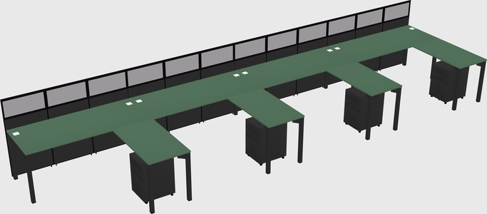 Shared l-shaped cubicle