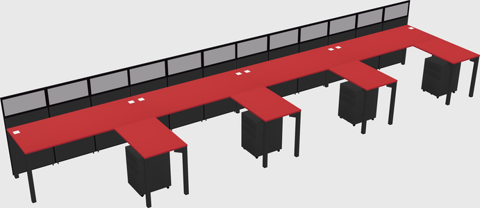 Shared l-shaped cubicle
