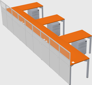 Shared l-shaped cubicle