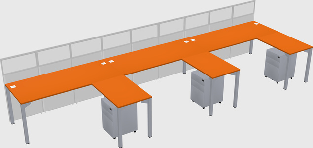 Shared l-shaped cubicle