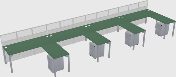 Shared l-shaped cubicle