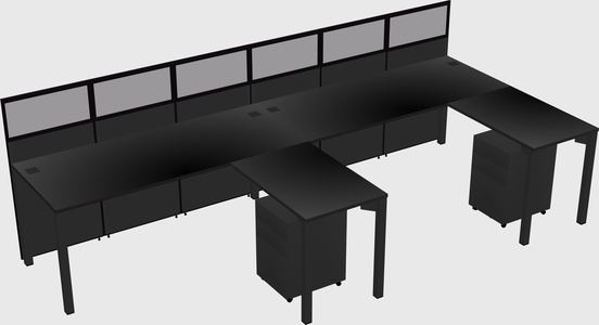 Shared l-shaped cubicle