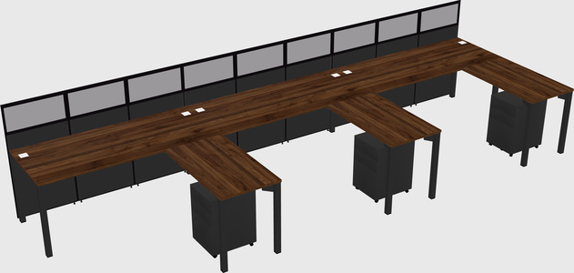 Shared l-shaped cubicle