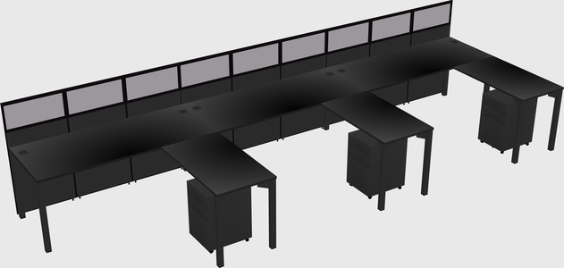 Shared l-shaped cubicle