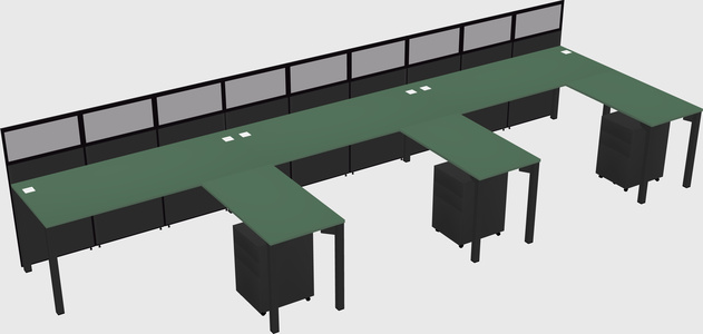 Shared l-shaped cubicle