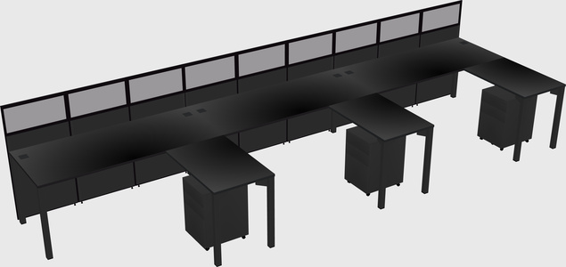 Shared l-shaped cubicle